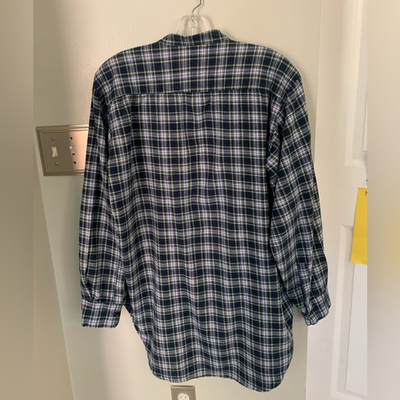 McGee Ireland Flannel Grandfather Shirt Adult L Men’s Large Blue Plaid NWOT 🍀 - Picture 2 of 7